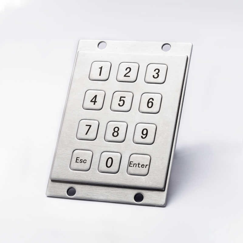 D-8208 12 Flat Keys 3x4 Metal Mini Stainless Steel Numeric Keypad