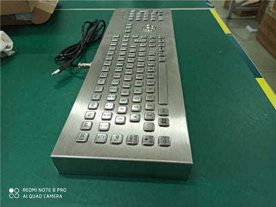 D-8605 DESK 106 Keys USB PS2 Desktop Stainless Steel Industrial Keyboard With 38MM Mechanical Trackball And Numeric Keypad