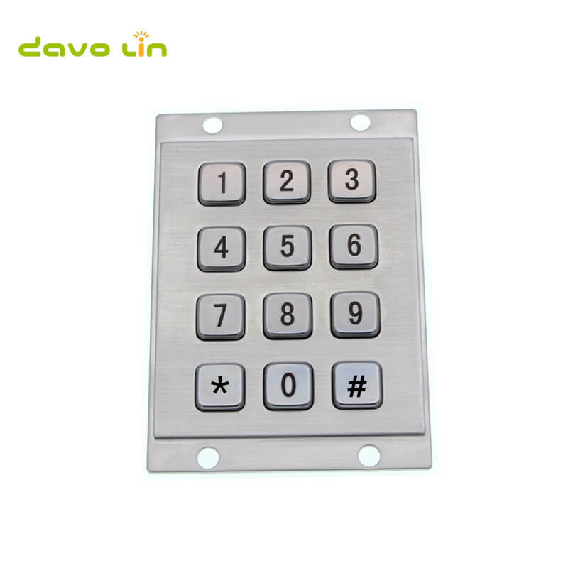 D-8208A 12 Keys 3x4 Industrial Mini Stainless Steel Kiosk Metal Numeric Keypad
