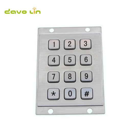 D-8208A 12 Keys 3x4 Industrial Mini Stainless Steel Kiosk Metal Numeric Keypad