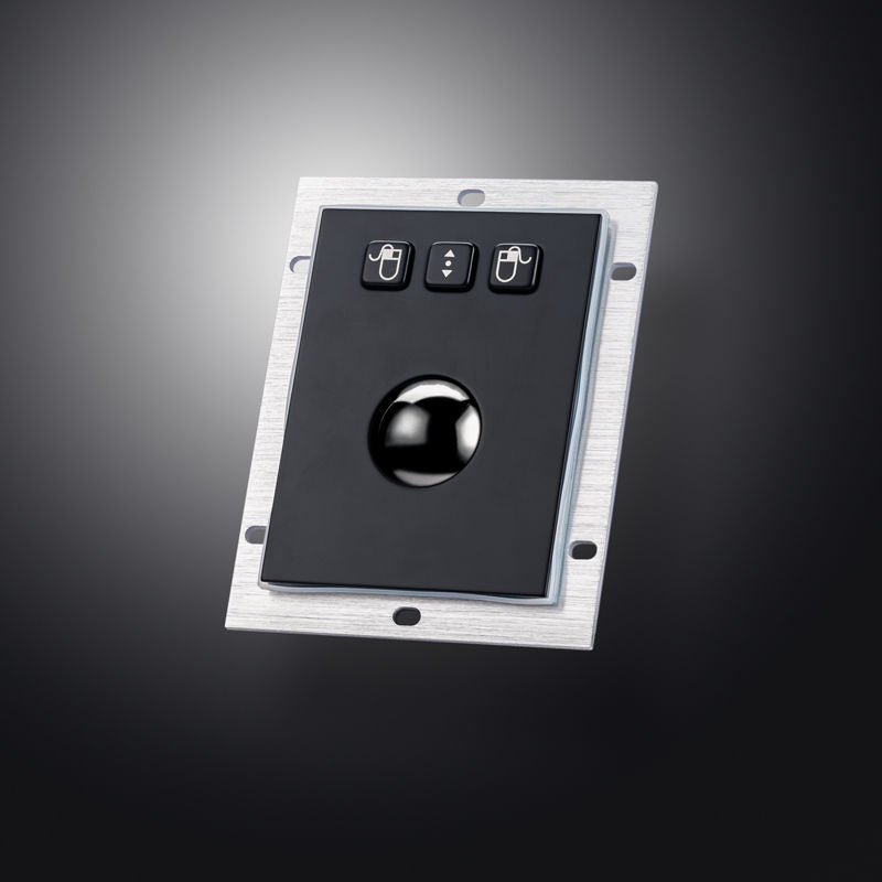 D-8302B Panel Mount Stainless Steel Metal Trackball Mouse In Black