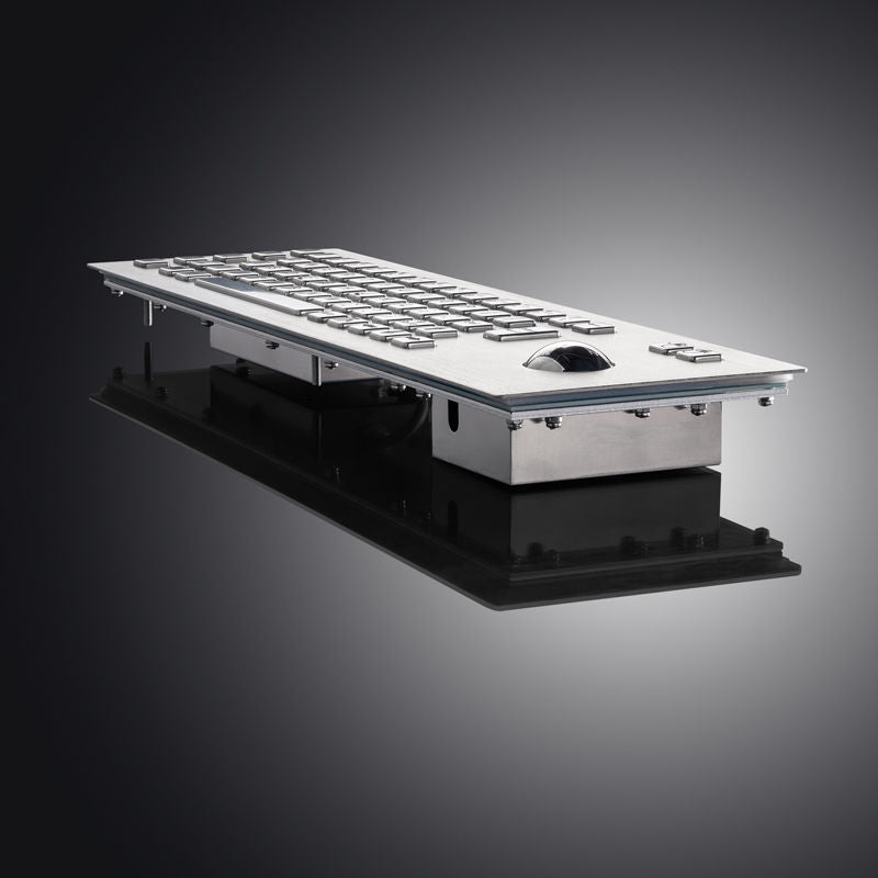 D-8603 67 keys Panel Mount Industrial Keyboard With Trackball USB Stainless Steel Metal Rugged Keyboard For Self Service Kiosk
