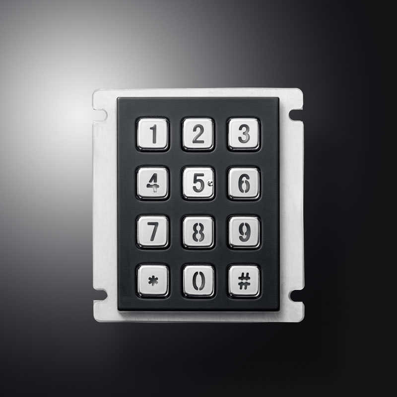 D-8208J-2-B-BG IP67 Waterproof 12 Keys 3X4 Industrial LED Backlight Metal Numeric Keypad For Smart Locker Access Control