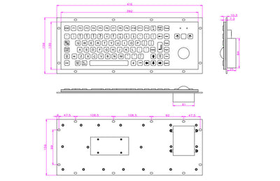 D-8606B-LED Customized Keyboard Industrial Keyboard for Sales Booth Metal Terminal