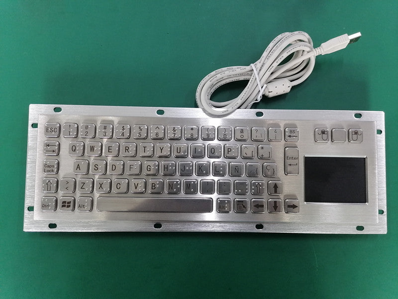 D-8635T-M USB Interface Rear Panel Mount Industrial Metal Braille Stainless Steel Keyboard With Touchpad For Self-service Kiosk