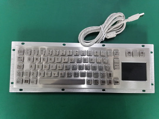 D-8635T-M USB Interface Rear Panel Mount Industrial Metal Braille Stainless Steel Keyboard With Touchpad For Self-service Kiosk