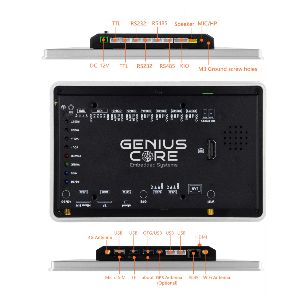 7" RK3576S All in One HMI Android Panel PC, IPS, AL Frame