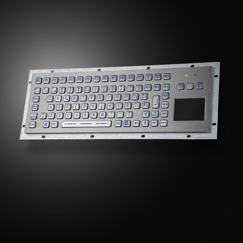 D-8606T Backlight 89 Keys Panel Mount Spainish Layout Industrial Metal Keyboard With Touchpad and Backlight