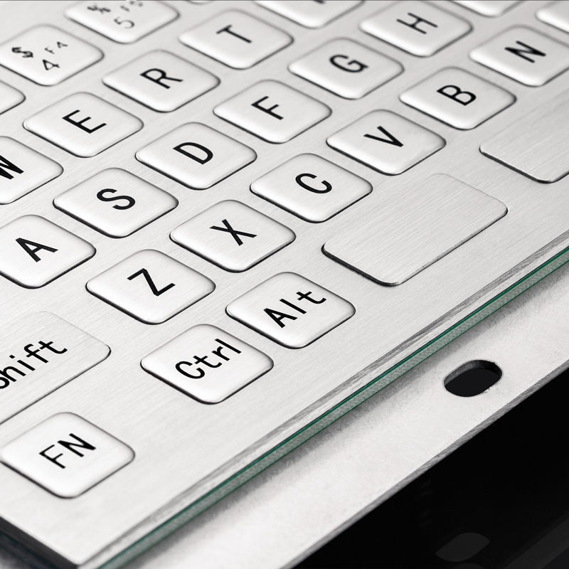 D-8680 Rugged Compact Mini 66 Flat Keys Panel Mount Stainless Steel Industrial Metal Keyboard
