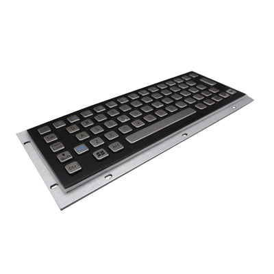 D-8601B-S 65 Keys Vandal Proof Panel Mount Industrial Keyboard With Black Panel and Sliver Button