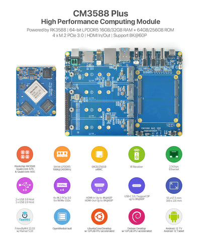 Friendly Elec NanoPi CM3588 Plus RK3588 AI & Edge Computing Development Board