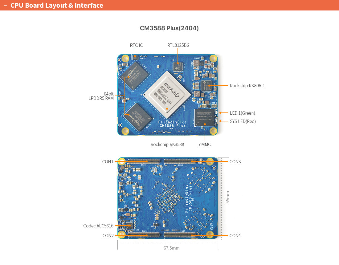 Friendly Elec NanoPi CM3588 Plus RK3588 AI & Edge Computing Development Board