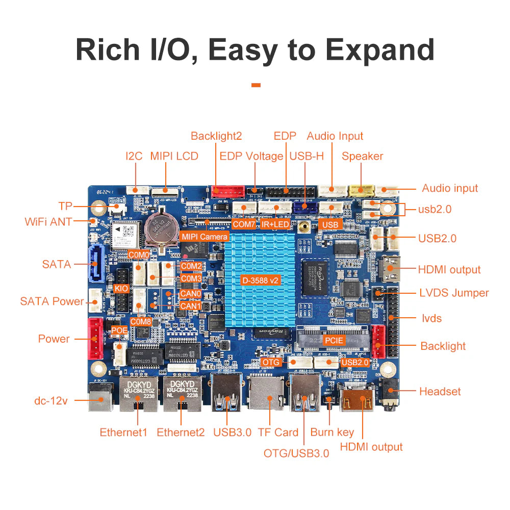 7 inch Android Panel PC RK3588 open frame main board