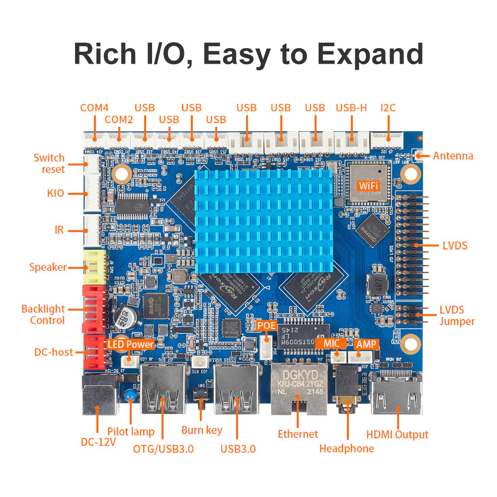 7″ Android Panel PC RK3399 – Open Frame Industrial HMI Platform | H-3399