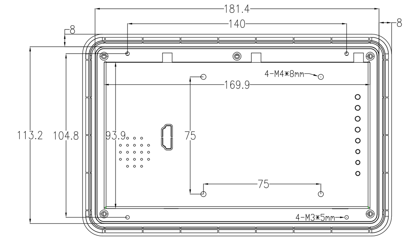 7" A133P 2x INT SPK All in One HMI Android Panel PC, IPS, ABS Larger Frame