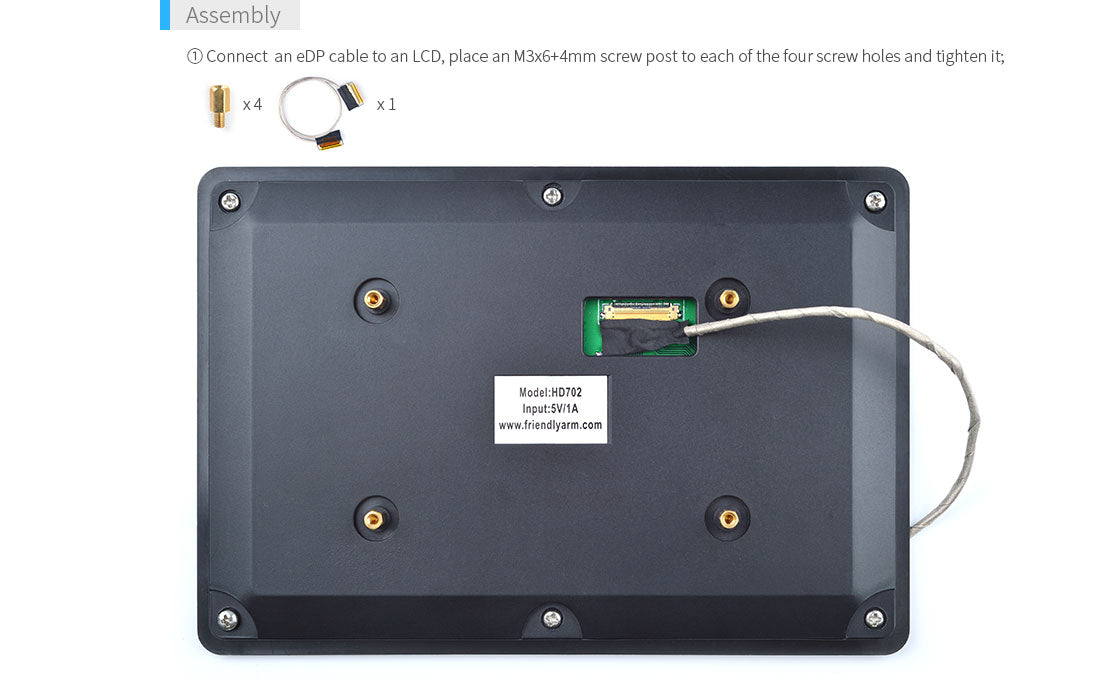HD702E 7″ eDP LCD Display | Capacitive Touch | 800×1280 | eDP 30-Pin | Android Lubuntu