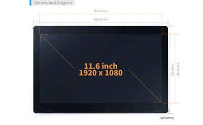 K116E 11.6inch eDP FHD LCD Display with Capacitive Touch Dimensions