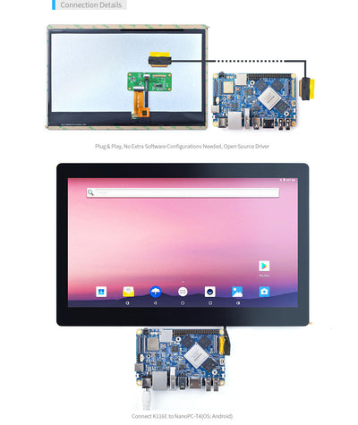 K116E 11.6" eDP FHD LCD Display with Capacitive Touch- 1920x1080 Resolution