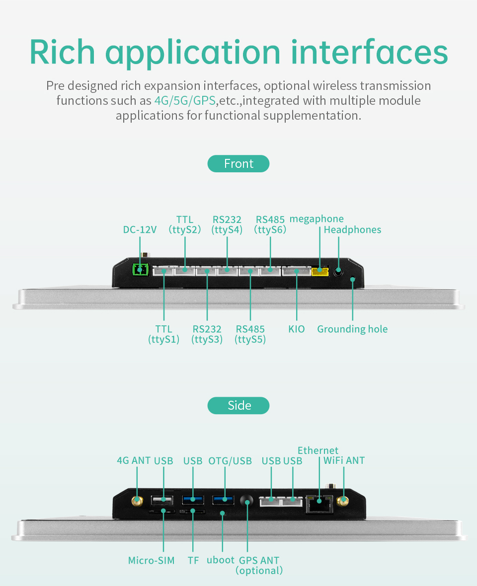 7" RK3568 All in One HMI Android Panel PC, IPS, AL Frame