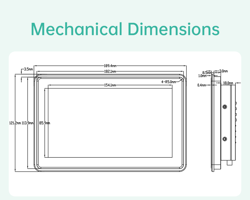 7" RK3576S All in One HMI Android Panel PC, IPS, AL Frame