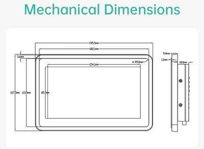 7" RK3576S All in One HMI Android Panel PC, IPS, ABS Frame