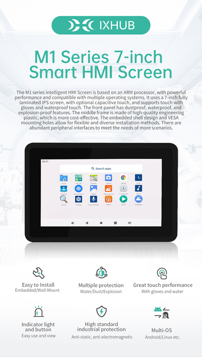7" A133P All in One HMI Android Panel PC, IPS, ABS Frame