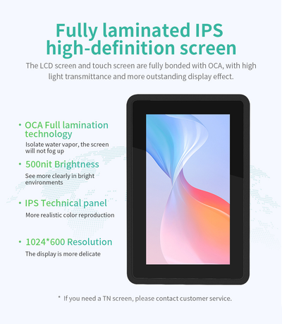 7" A133P All in One HMI Android Panel PC, IPS, ABS Frame