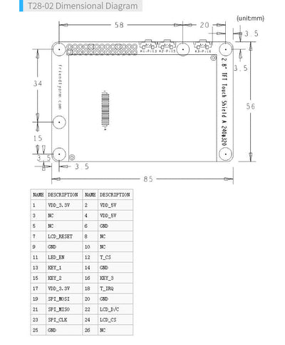 2.8″ SPI TFT LCD | Resistive Touch | 320×240 | SPI Interface | User Keys