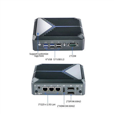 Intel Celeron J6412 Fanless Aluminum Industrial Mini PC – DDR4, 3× LAN, 1× COM