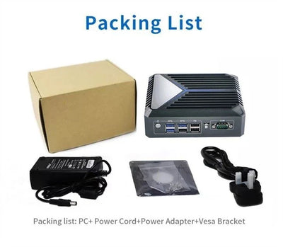 Intel Celeron J6412 Fanless Aluminum Industrial Mini PC – DDR4, 3× LAN, 1× COM