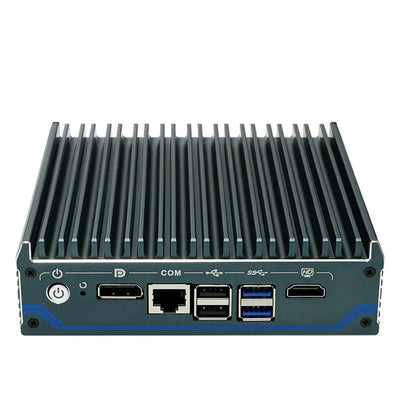 Intel Processor N100 Fanless Aluminum Industrial Mini PC – DDR4, 4× LAN, 1× COM
