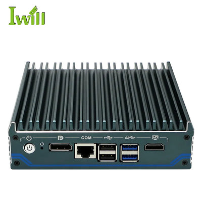 Intel Processor N100 Fanless Aluminum Industrial Mini PC – DDR4, 4× LAN, 1× COM