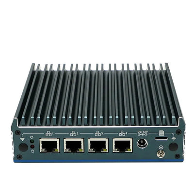 Intel Processor N100 Fanless Aluminum Industrial Mini PC – DDR4, 4× LAN, 1× COM