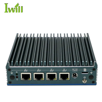 Intel Processor N100 Fanless Aluminum Industrial Mini PC – DDR4, 4× LAN, 1× COM