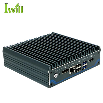 Intel Processor N100 Fanless Aluminum Industrial Mini PC – DDR4, 4× LAN, 1× COM