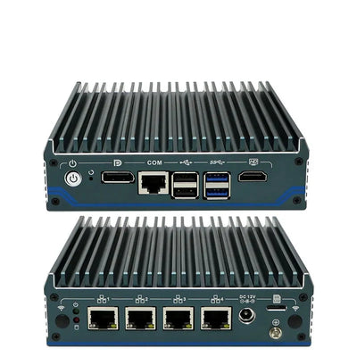 Intel Processor N100 Fanless Aluminum Industrial Mini PC – DDR4, 4× LAN, 1× COM