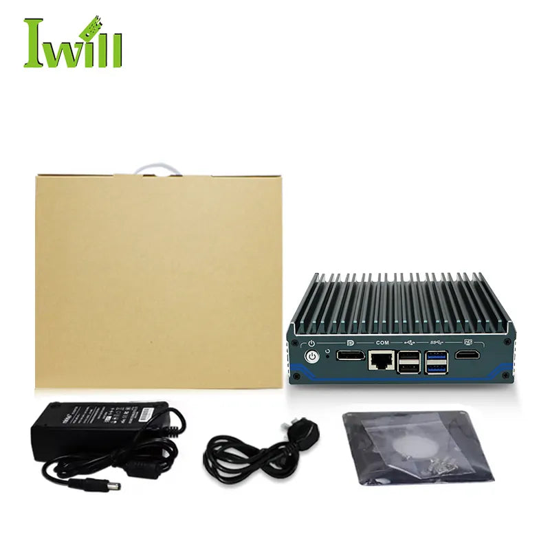 Intel Processor N100 Fanless Aluminum Industrial Mini PC – DDR4, 4× LAN, 1× COM