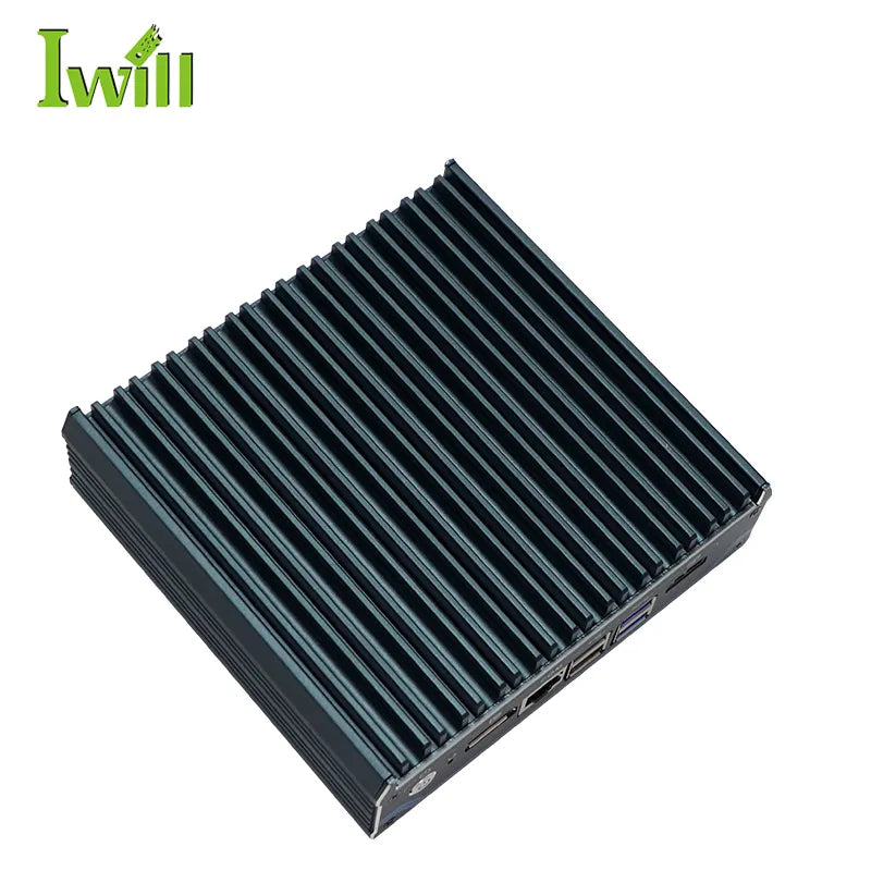 Intel Processor N100 Fanless Aluminum Industrial Mini PC – DDR4, 4× LAN, 1× COM