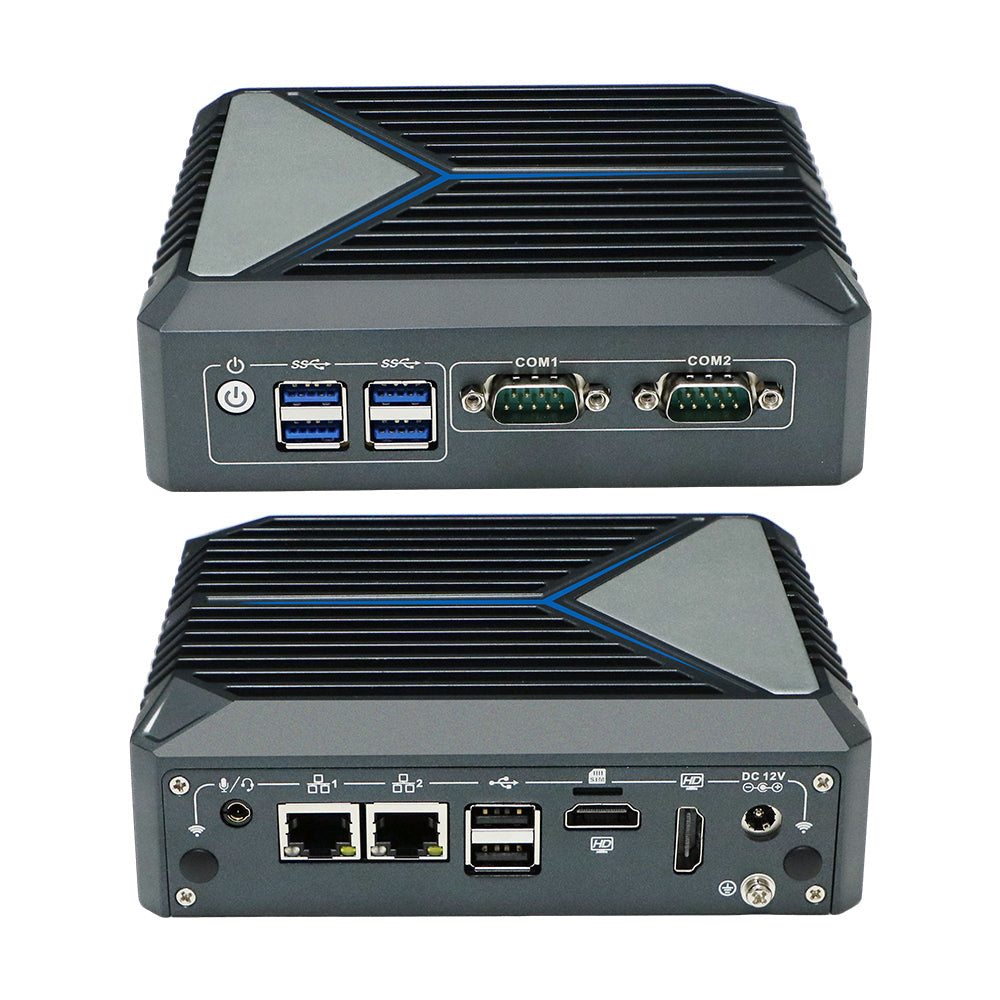 Intel Processor N100 Fanless Aluminum Industrial Mini PC – DDR4, Dual LAN, 2× COM