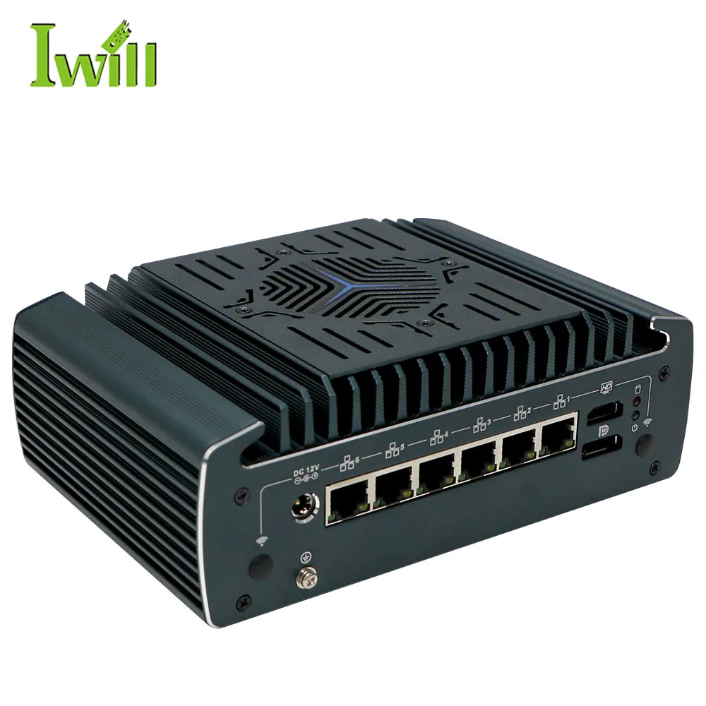 Intel Core i5-1235U Fanless Aluminum Industrial Mini PC – DDR4, 6× LAN, 1× COM