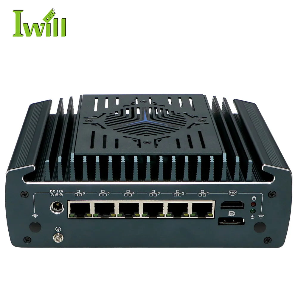 Intel Core i5-1235U Fanless Aluminum Industrial Mini PC – DDR4, 6× LAN, 1× COM