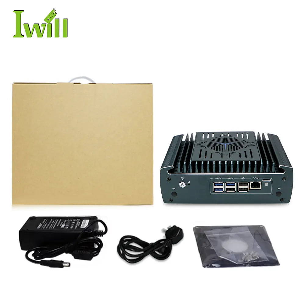 Intel Core i5-1235U Fanless Aluminum Industrial Mini PC – DDR4, 6× LAN, 1× COM