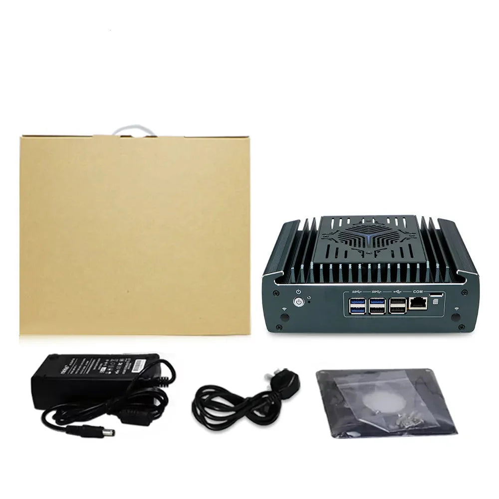 Intel Core i5-1235U Fanless Aluminum Industrial Mini PC – DDR4, 6× LAN, 1× COM