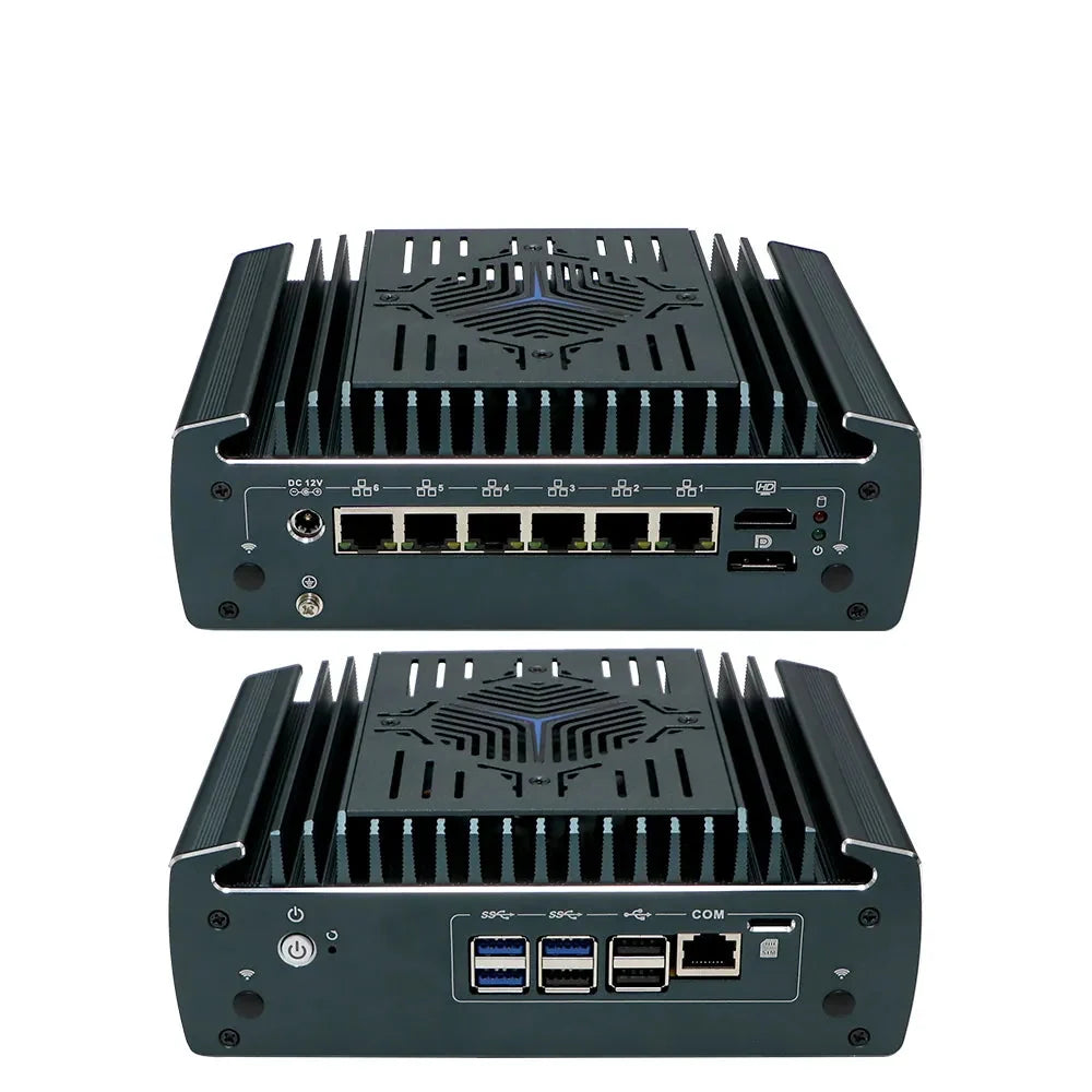 Intel Core i5-1235U Fanless Aluminum Industrial Mini PC – DDR4, 6× LAN, 1× COM
