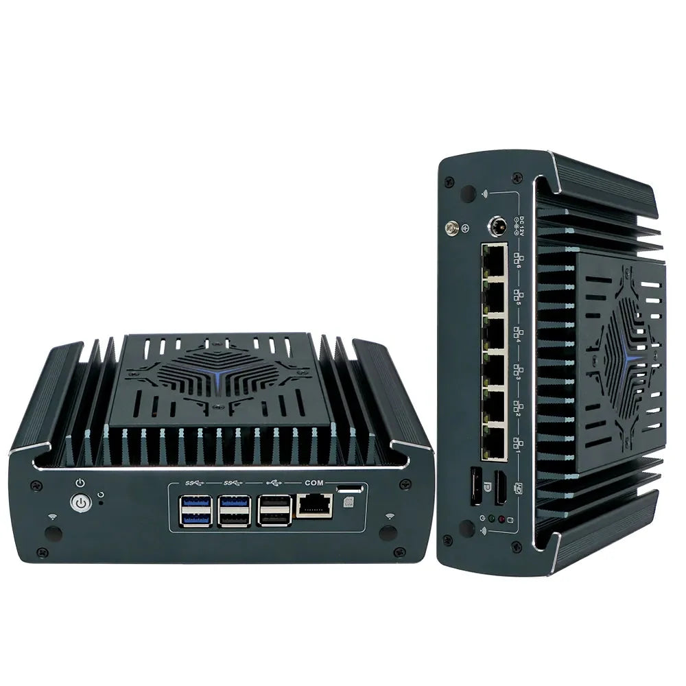 Intel Core i5-1235U Fanless Aluminum Industrial Mini PC – DDR4, 6× LAN, 1× COM