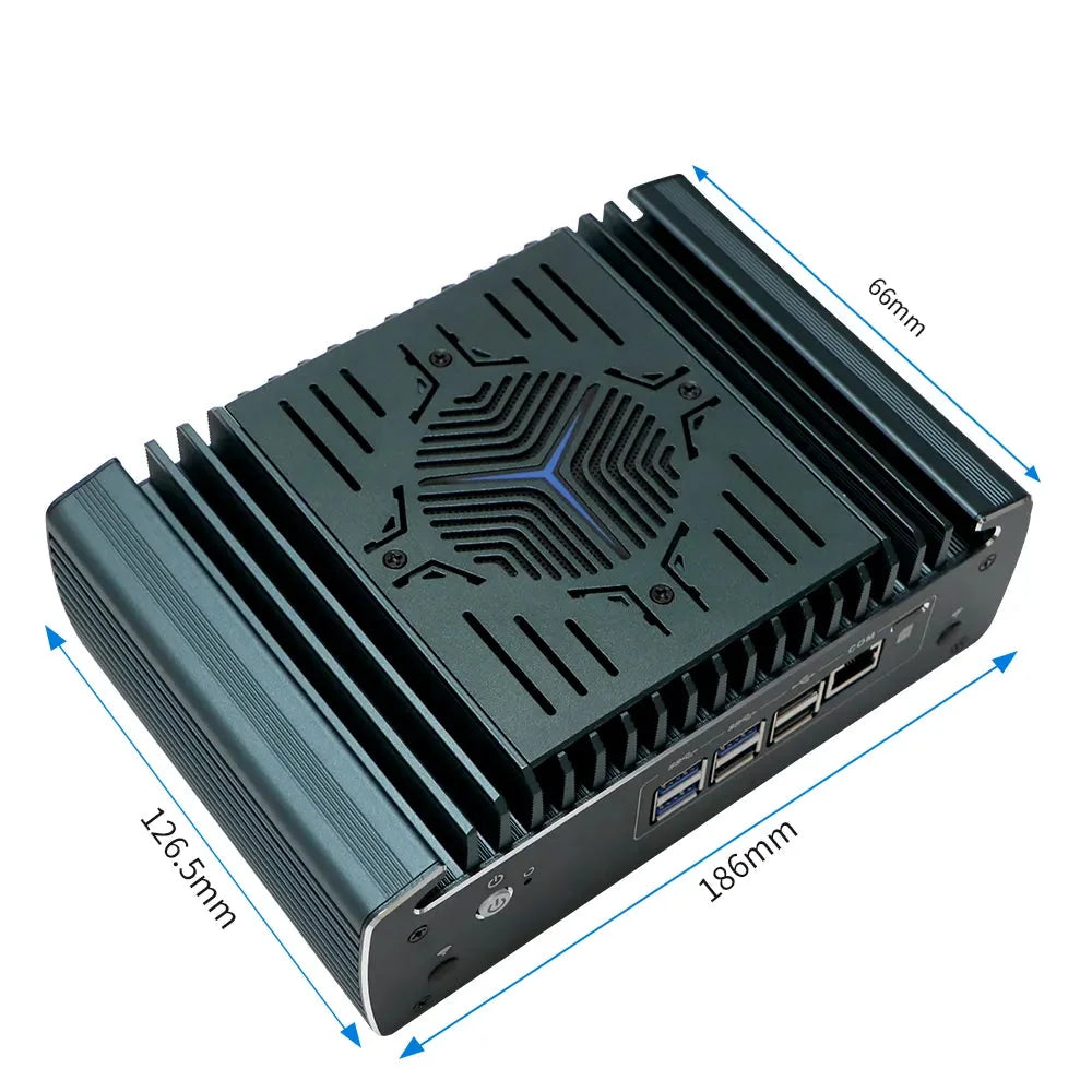 Intel Core i5-1235U Fanless Aluminum Industrial Mini PC – DDR4, 6× LAN, 1× COM