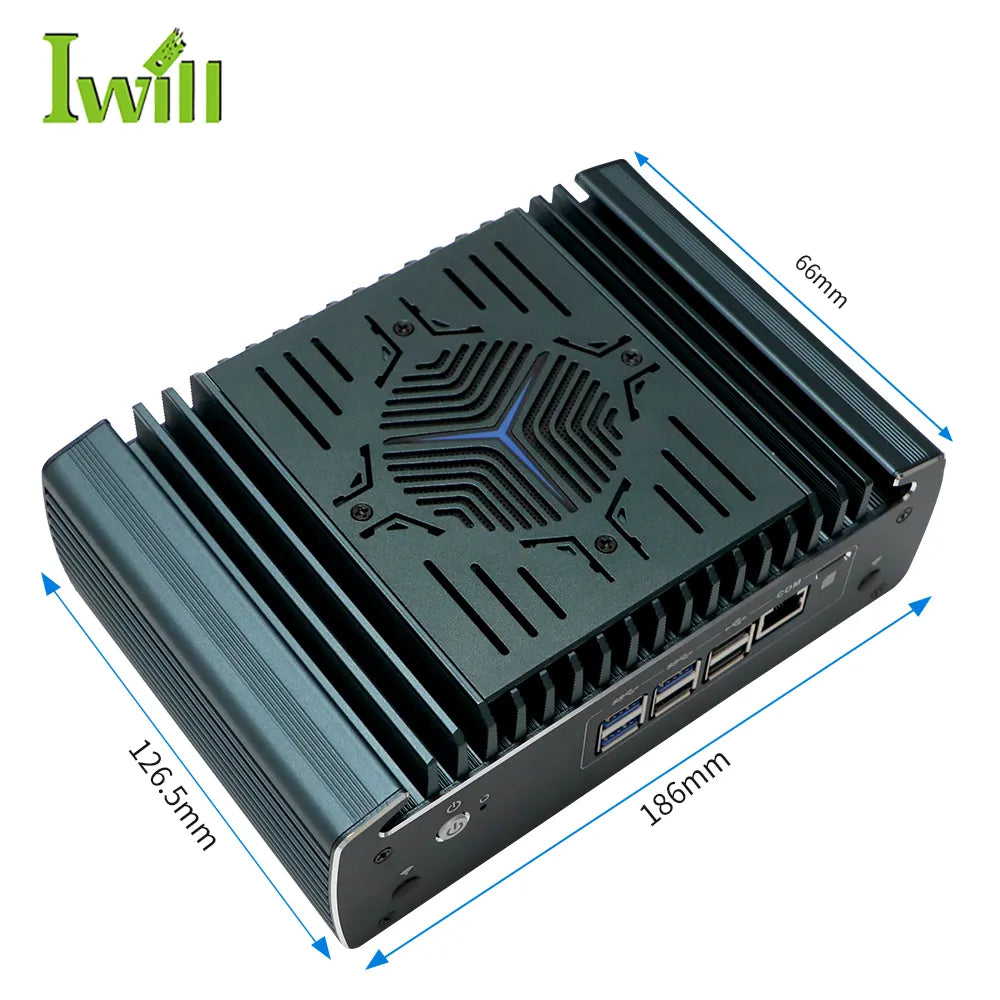 Intel Core i5-1235U Fanless Aluminum Industrial Mini PC – DDR4, 6× LAN, 1× COM