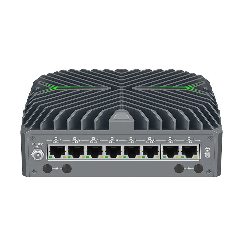 Intel Core Ultra 5 125U Fanless Aluminum Industrial Mini PC – DDR5, 8× LAN, 1× COM