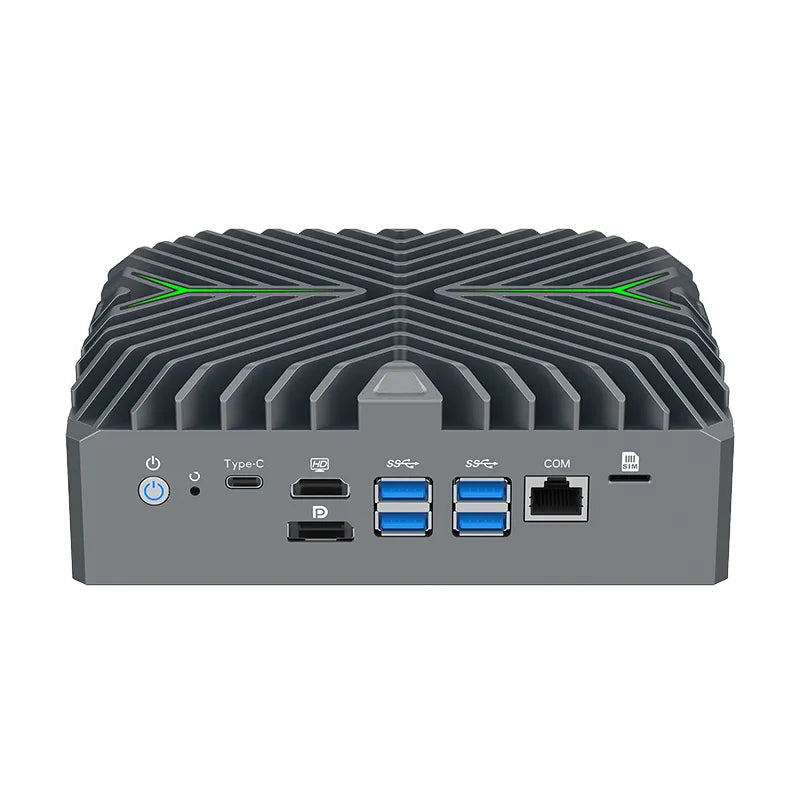 Intel Core Ultra 5 125U Fanless Aluminum Industrial Mini PC – DDR5, 8× LAN, 1× COM