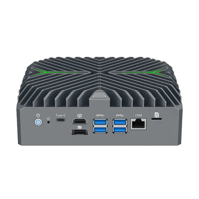 Intel Core Ultra 5 125U Fanless Aluminum Industrial Mini PC – DDR5, 8× LAN, 1× COM